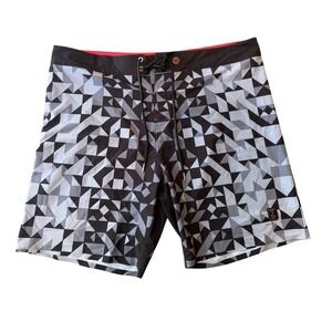 Vast Copper Series Mens Board Shorts Size 38 Geometric Grey Black Swim Trunks